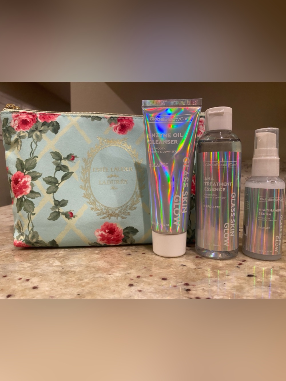 Global Beauty - Glass Skin Glow Skincare Set w/ Estee Lauder Pouch
